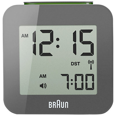 Braun Radio Controlled Travel Global Alarm Clock Grey